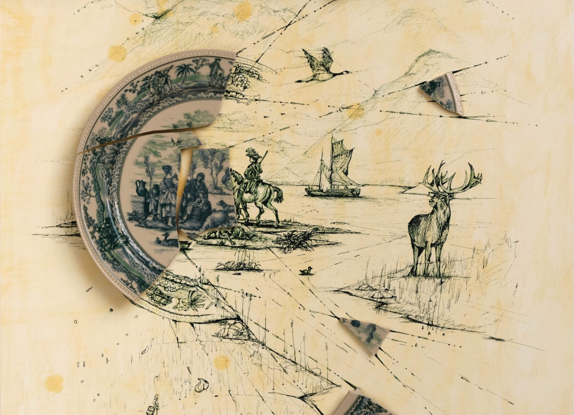 O trabalho com fragmentos de porcelana de Rob Strati em Nova York