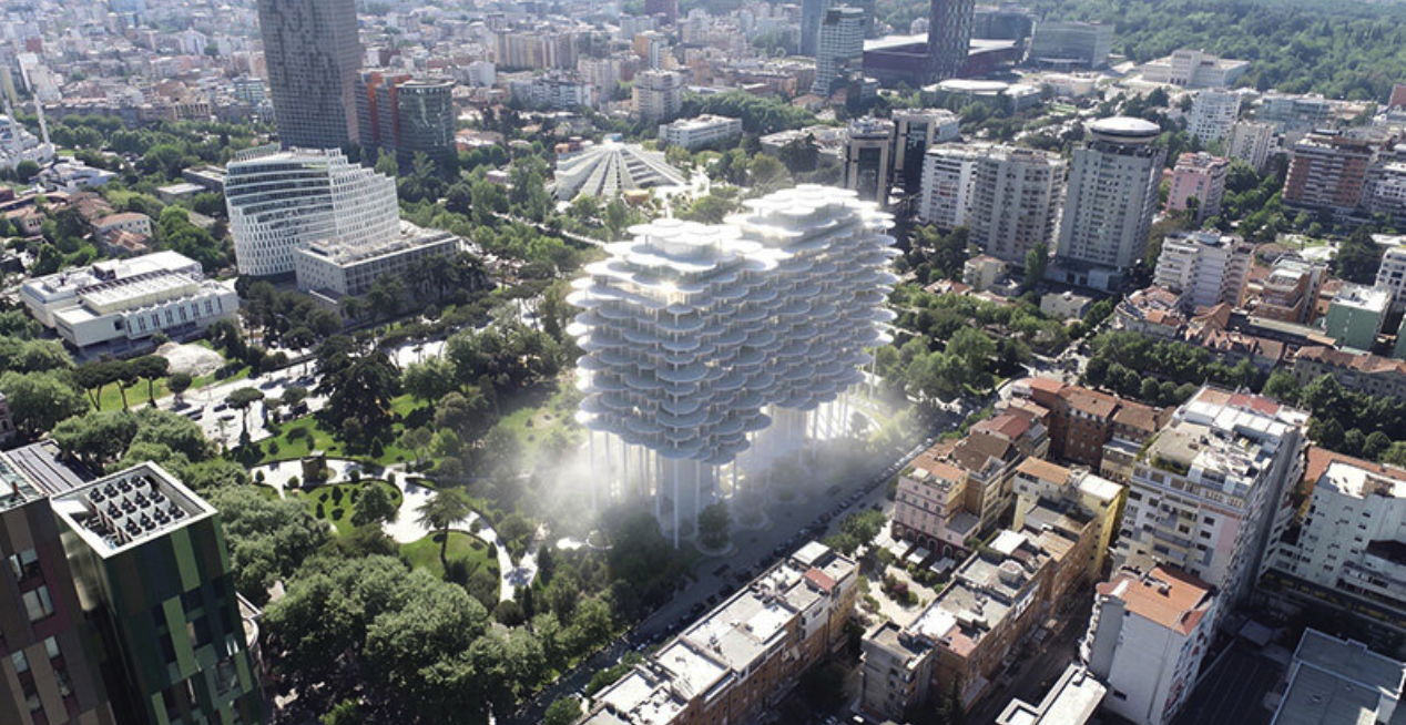 O surpreendente projeto do Fountain Plaza na Albânia